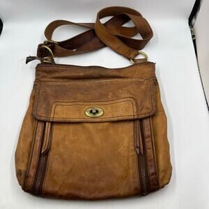 Fossil Stanton Travel Crossbody Purse Bag Lamb Hide Leather Bohemian Hippie
